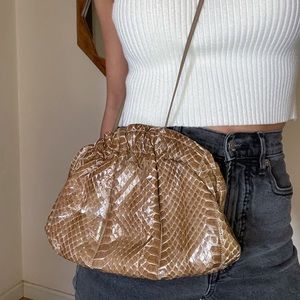 Vintage brown faux snake skin clutch purse
